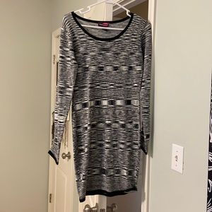Say What? Black, Gray, White Medium Length Tight Dress - Size Small